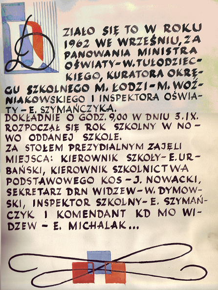 Strona z pierwszej kroniki szkoły.