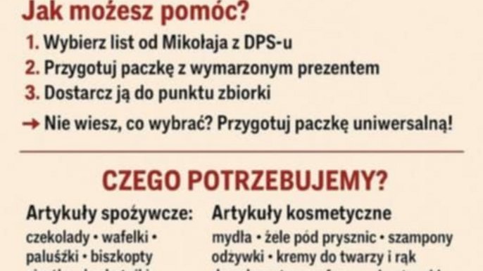 zdjęcie przedstawia ulotkę o akcji List od Mikołaja z DPS-u