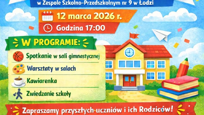 zdjęcie przedstawia plakat informujący o drzwiach otwartych w szkole